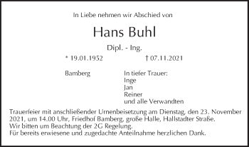 Anzeige von Hans Buhl von MGO