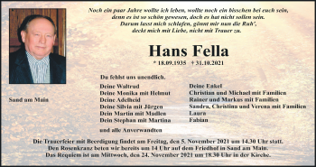 Anzeige von Hans Fella von MGO