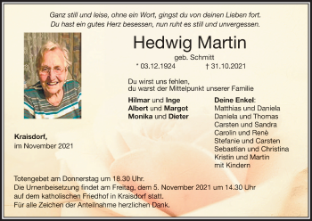 Anzeige von Hedwig Martin von MGO