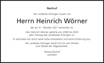 Anzeige von Heinrich Wörner von MGO