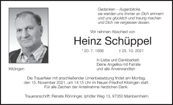 Anzeige von Heinz Schüppel von MGO