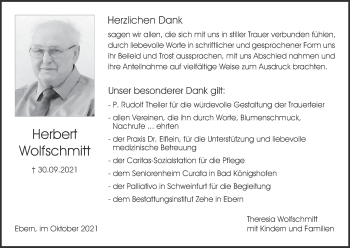 Anzeige von Herbert Wolfschmitt von MGO