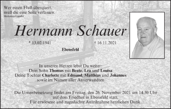 Anzeige von Hermann Schauer von MGO