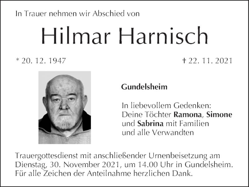  Traueranzeige für Hilmar Harnisch vom 27.11.2021 aus MGO