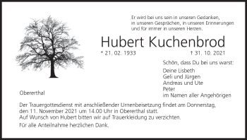Anzeige von Hubert Kuchenbrod von MGO