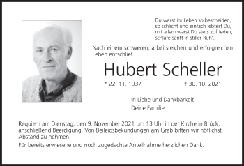 Anzeige von Hubert Scheller von MGO