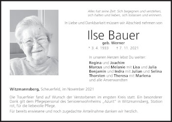 Anzeige von Ilse Bauer von MGO