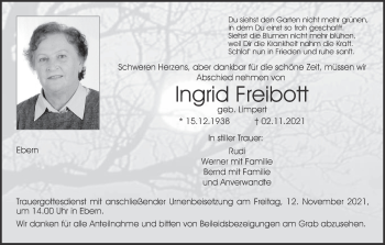 Anzeige von Ingrid Freibott von MGO