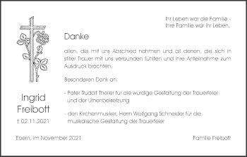 Anzeige von Ingrid Freibott von MGO