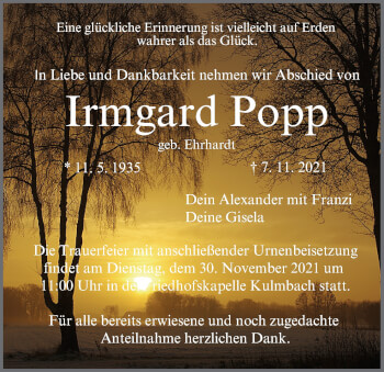 Anzeige von Irmgard Po von MGO