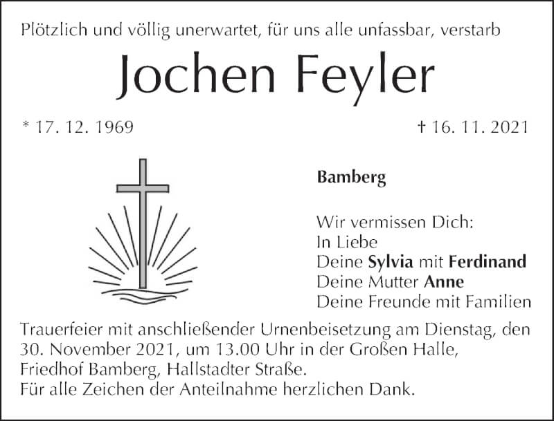  Traueranzeige für Jochen Feyler vom 27.11.2021 aus MGO