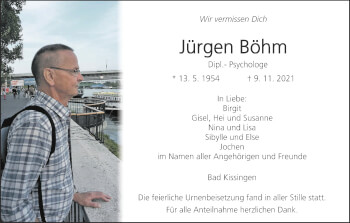 Anzeige von Jürgen Böhm von MGO