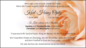 Anzeige von Karl-Heinz Opitz von MGO