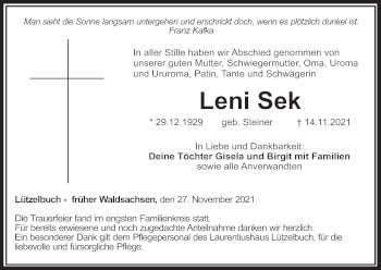 Anzeige von Leni Sek von MGO