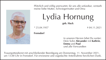Anzeige von Lydia Hornung von MGO