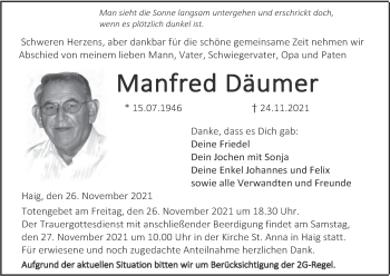 Anzeige von Manfred Däumer von MGO