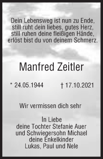 Anzeige von Manfred Zeitler von MGO