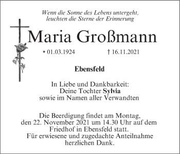 Anzeige von Maria Großmann von MGO