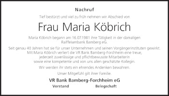 Anzeige von Maria Köbrich von MGO