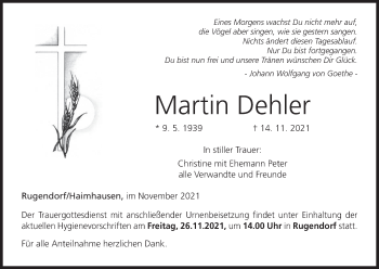 Anzeige von Martin Dehler von MGO