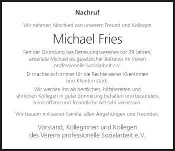 Anzeige von Michael Fries von MGO