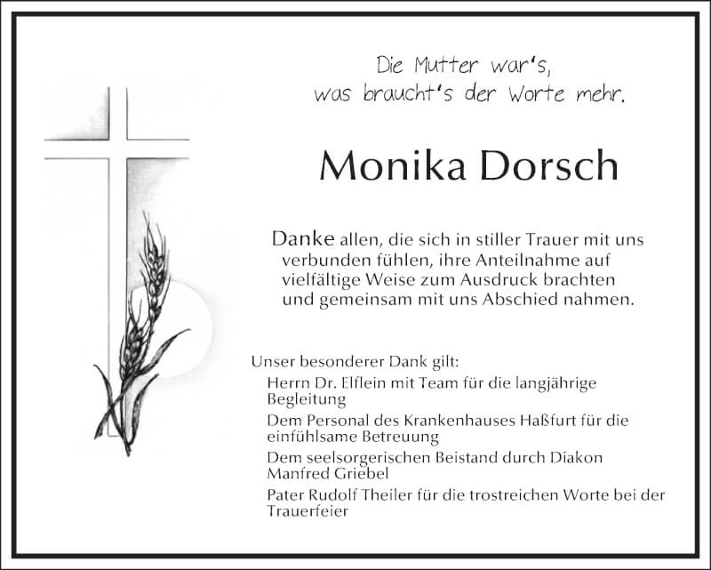  Traueranzeige für Monika Dorsch vom 27.11.2021 aus MGO