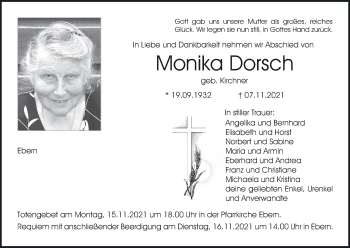 Anzeige von Monika Dorsch von MGO