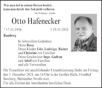 Anzeige von Otto Hafenecker von MGO