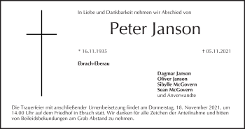 Anzeige von Peter Janson von MGO