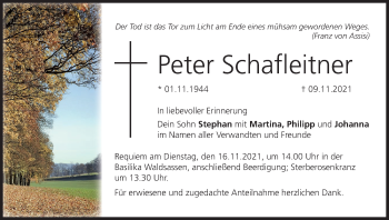 Anzeige von Peter Schafleitner von MGO
