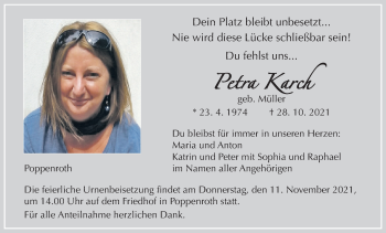 Anzeige von Petra Karch von MGO