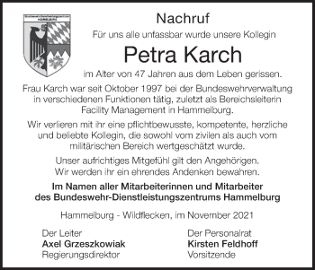 Anzeige von Petra Karch von MGO