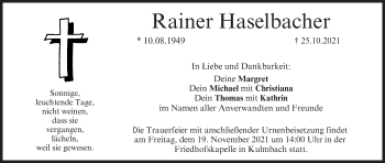 Anzeige von Rainer Haselbacher von MGO