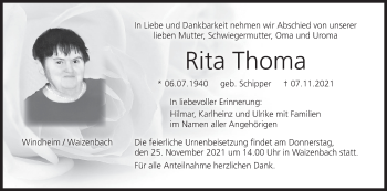 Anzeige von Rita Thoma von MGO