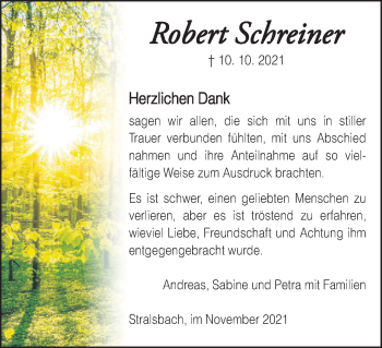 Anzeige von Robert Schreiner von MGO