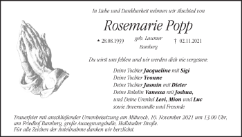Anzeige von Rosemarie Popp von MGO