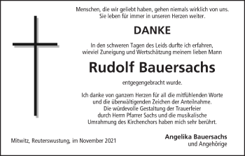 Anzeige von Rudolf Bauersachs von MGO