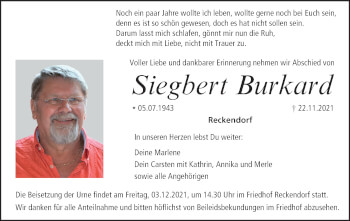 Anzeige von Siegbert Burkard von MGO