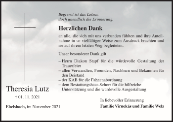 Anzeige von Theresia Lutz von MGO