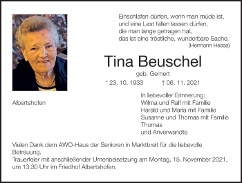 Anzeige von Tina Beuschel von MGO