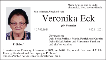 Anzeige von Veronika Eck von MGO