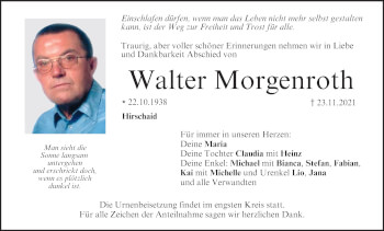 Anzeige von Walter Morgenroth von MGO