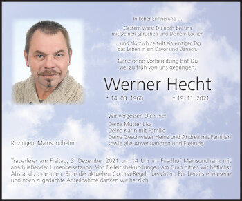 Anzeige von Werner Hecht von MGO