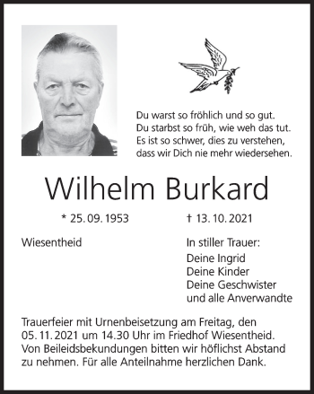 Anzeige von Wilhelm Burkard von MGO