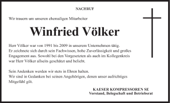 Anzeige von Winfried Völker von MGO