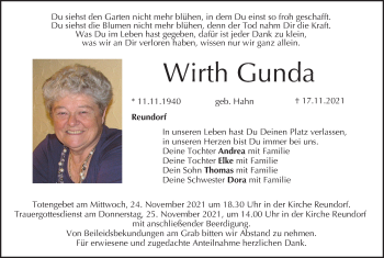Anzeige von Wirth Gunda von MGO