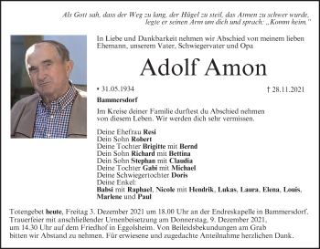 Anzeige von Adolf Amon von MGO