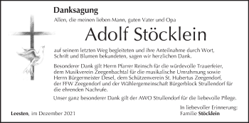 Anzeige von Adolf Stöcklein von MGO