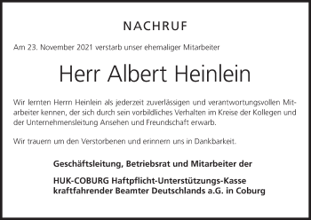 Anzeige von Albert Heinlein von MGO