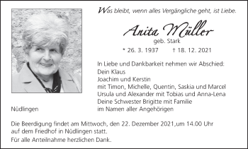 Anzeige von Anita Müller von MGO